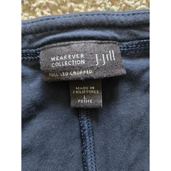 Jjill Petite Large Black Wearever Wide Full Leg Cropped Pull On Pants Slacks - Picture 3 of 7